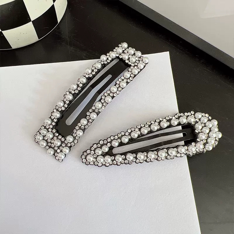Korean Style Triangle Square Imitation Pearl Alloy Rhinestone Hair Clip 1 Piece display picture 2
