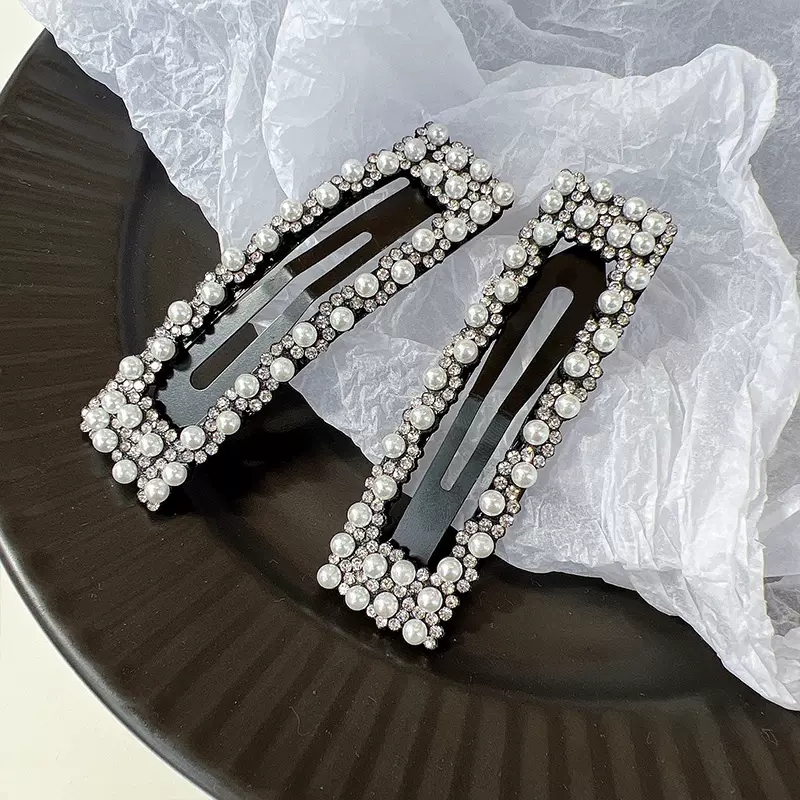 Korean Style Triangle Square Imitation Pearl Alloy Rhinestone Hair Clip 1 Piece display picture 9