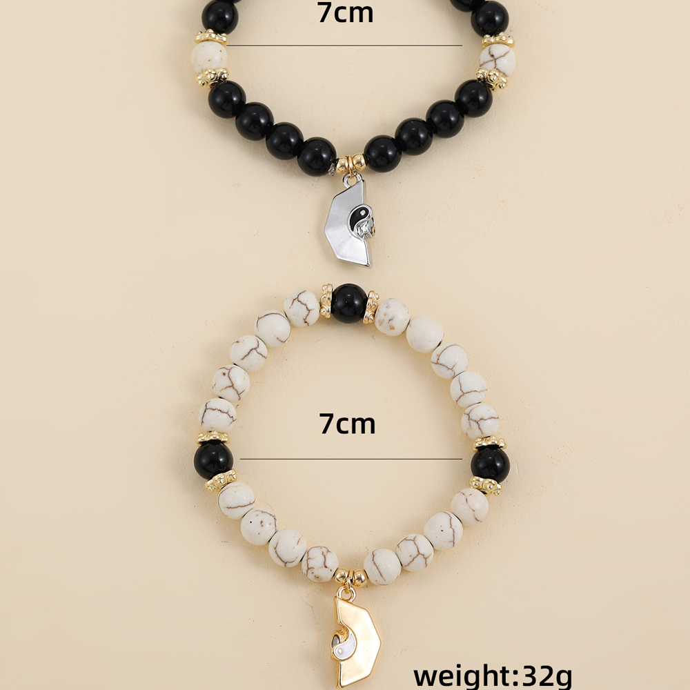 Einfacher Stil Tratsch Legierung Perlen Unisex Armbänder 2 Stücke display picture 1