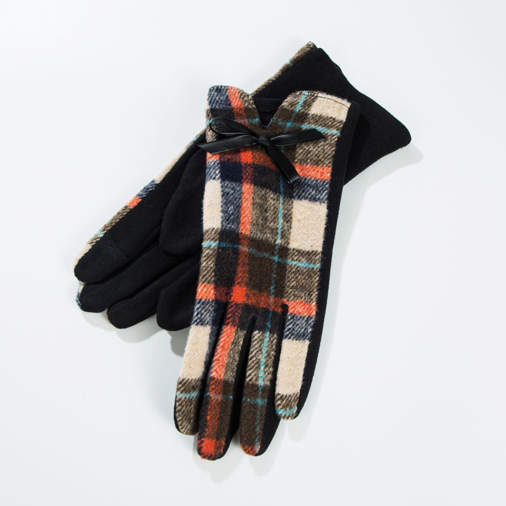 1 Paire De Gants En Polyester Coton Tartan Style Vintage Pour Femme display picture 1