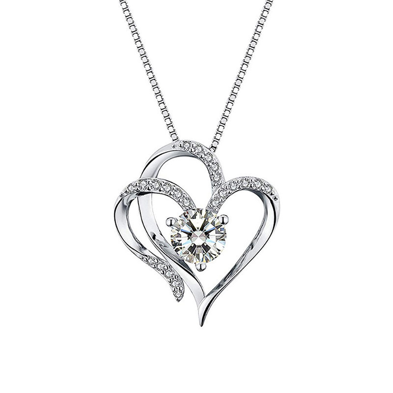Simple Style Heart Shape Copper Plating Hollow Out Artificial Diamond Pendant Necklace 1 Piece display picture 2