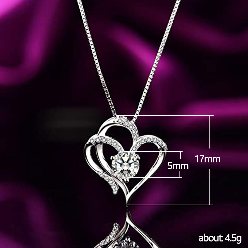 Simple Style Heart Shape Copper Plating Hollow Out Artificial Diamond Pendant Necklace 1 Piece display picture 6