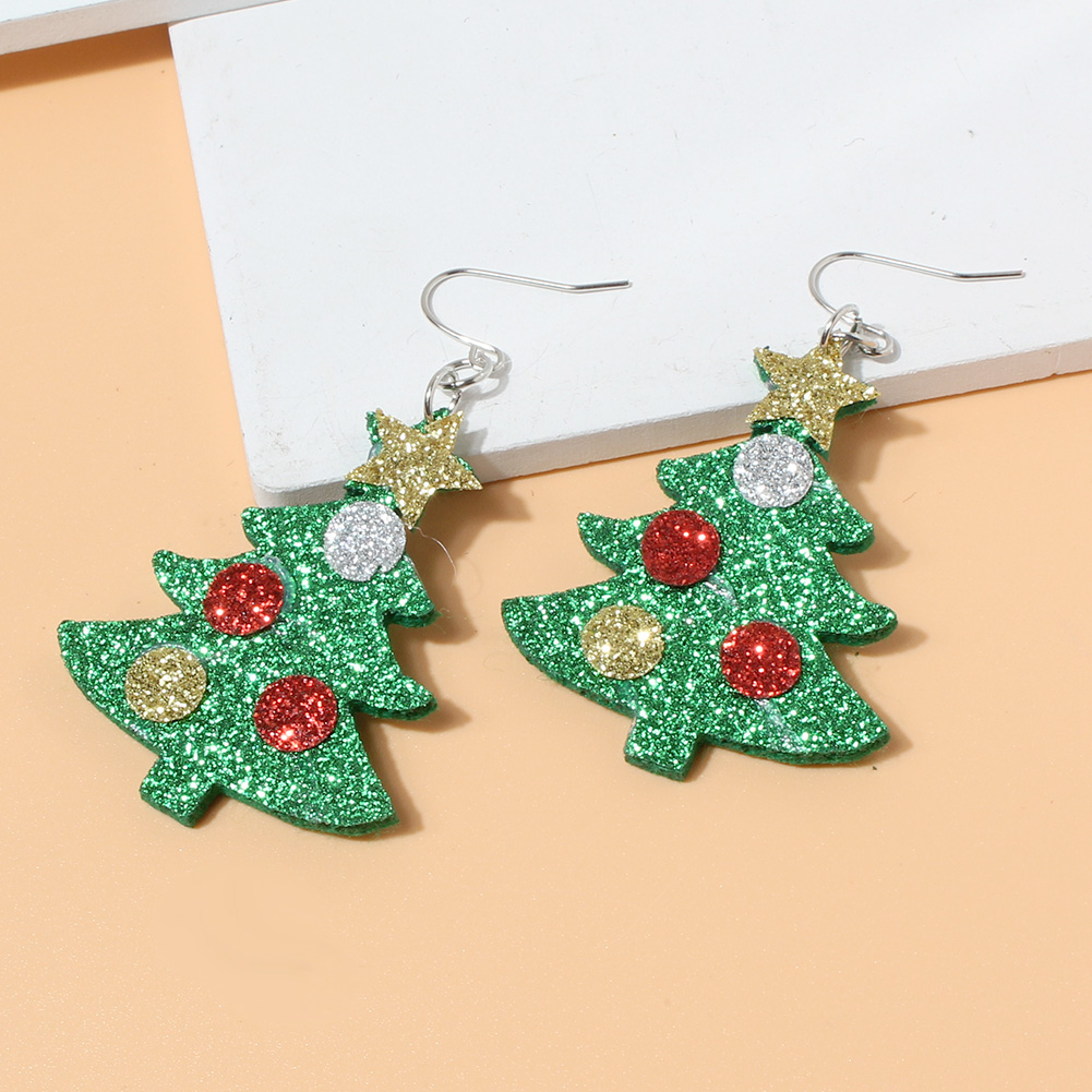 Cute Christmas Tree Pu Leather Women's Drop Earrings 1 Pair display picture 3