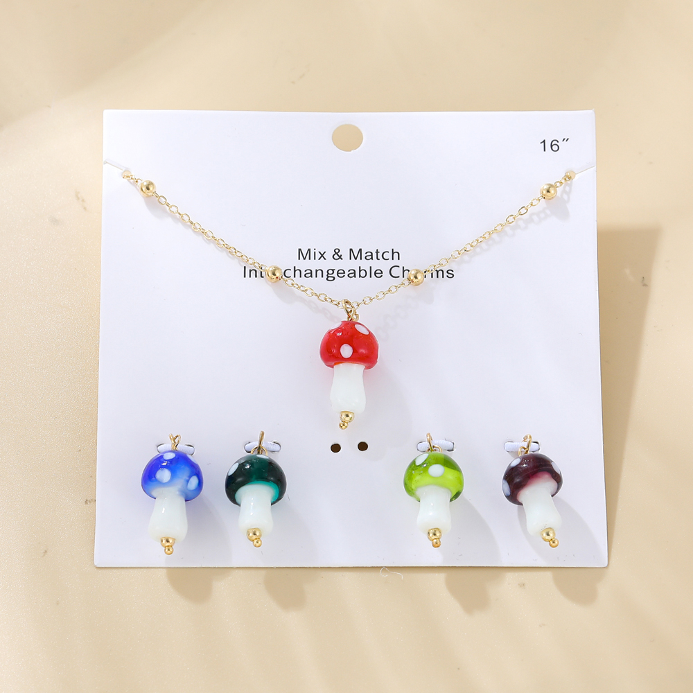 Cute Mushroom Alloy Plating Women's Pendant Necklace display picture 2