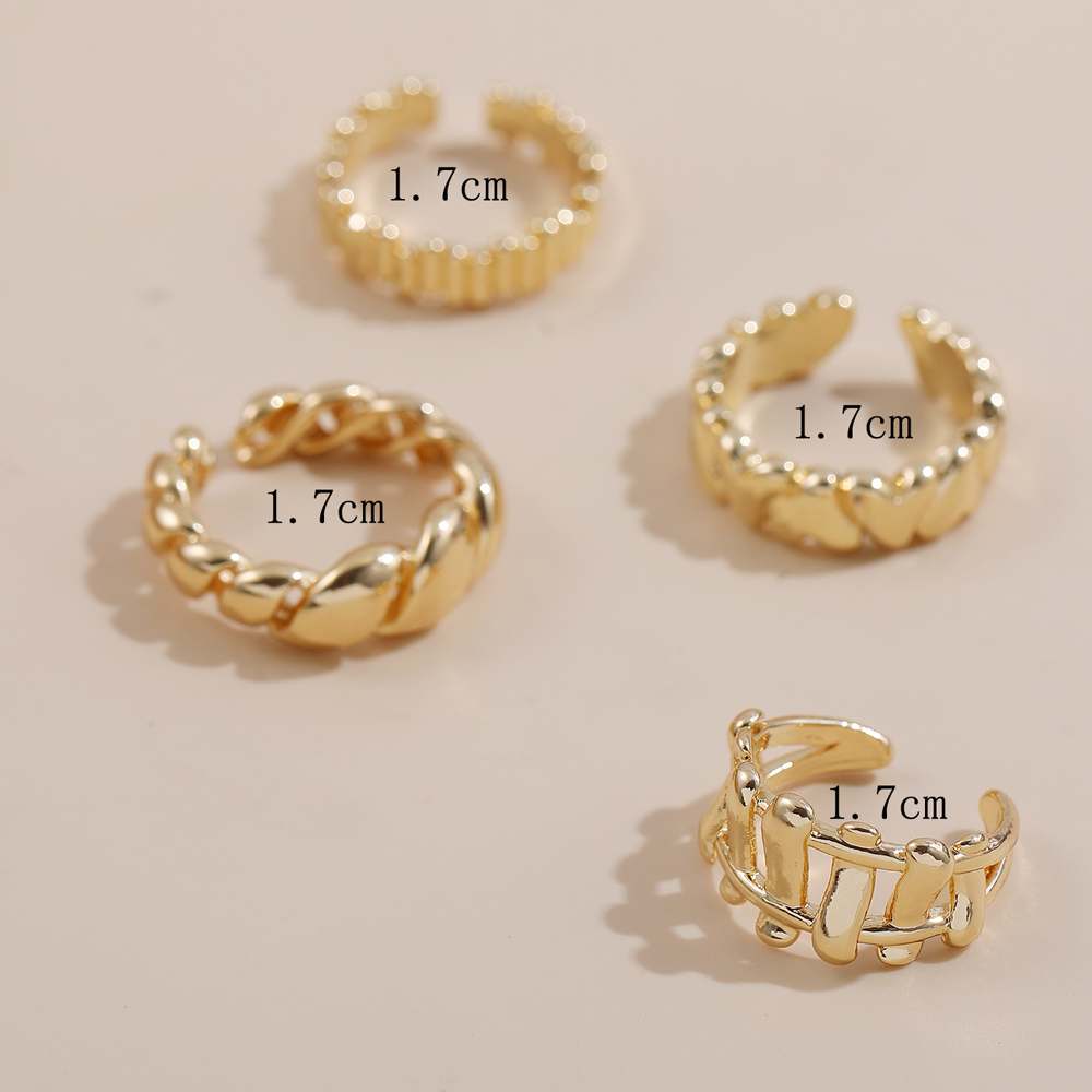 Simple Style Alloy Plating Women's Open Ring 4 Pieces display picture 1