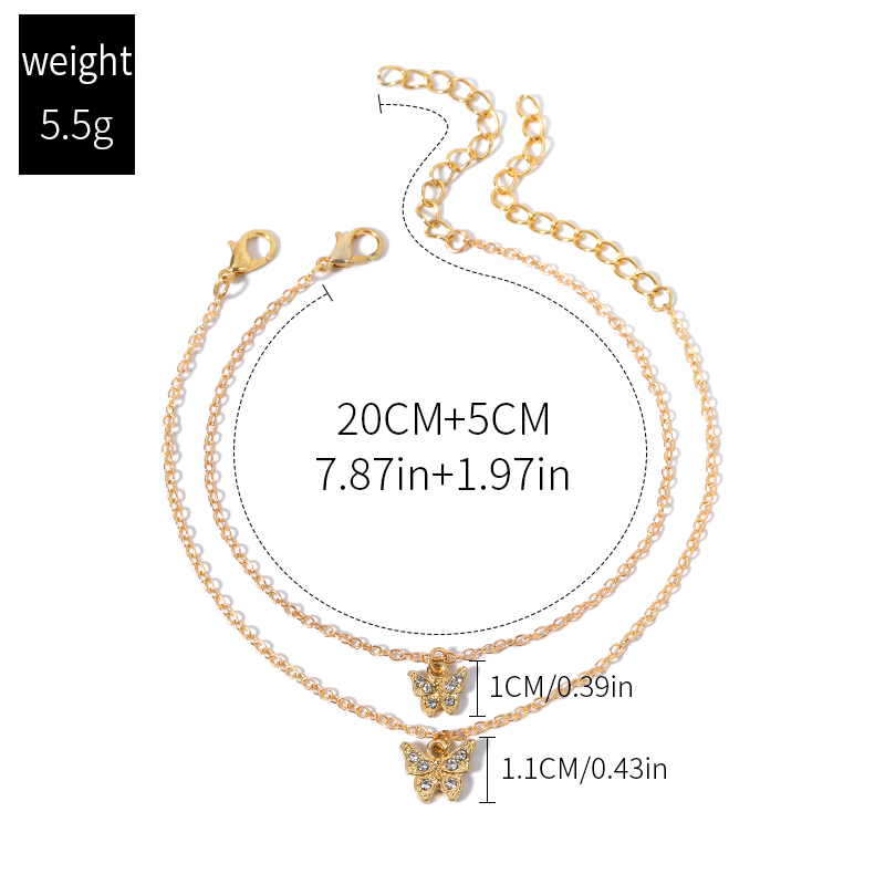 Fashion Butterfly Alloy Rhinestones Women's Anklet 1 Set display picture 2
