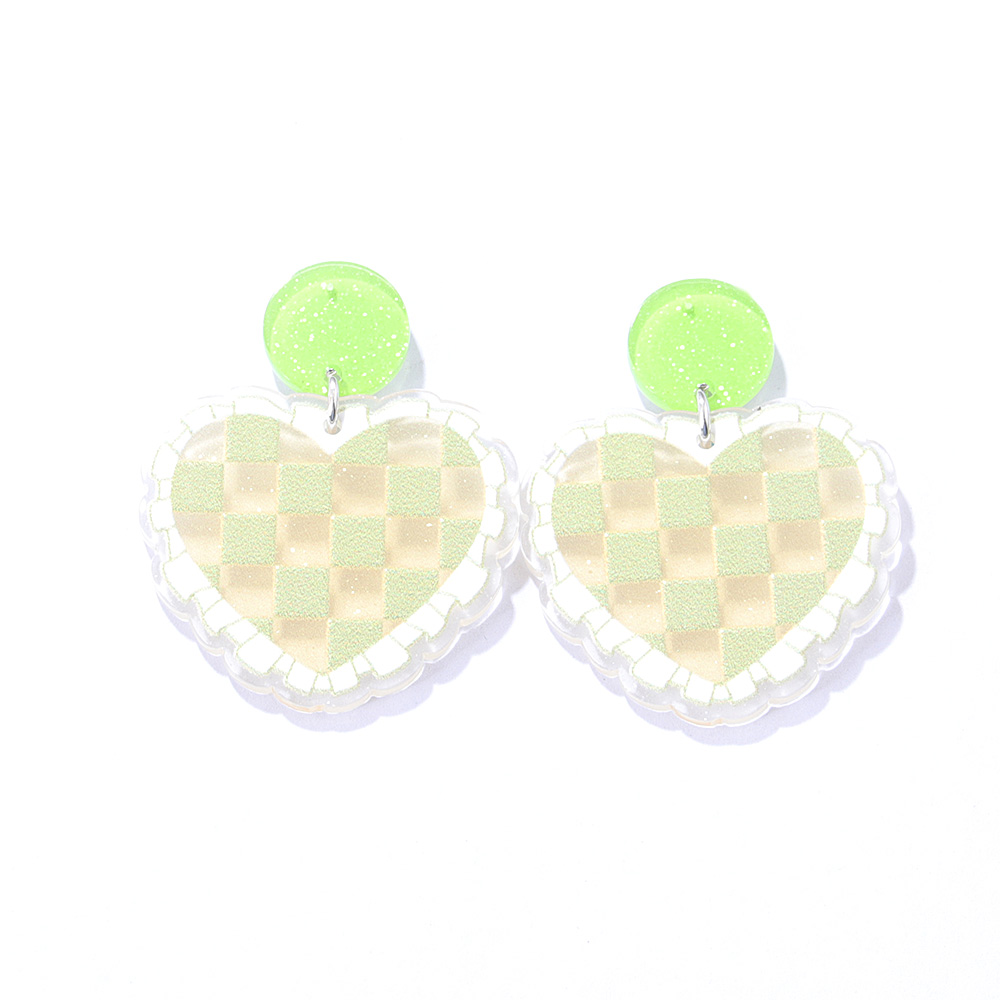 Sweet Lattice Heart Shape Arylic Printing Women's Drop Earrings 1 Pair display picture 8