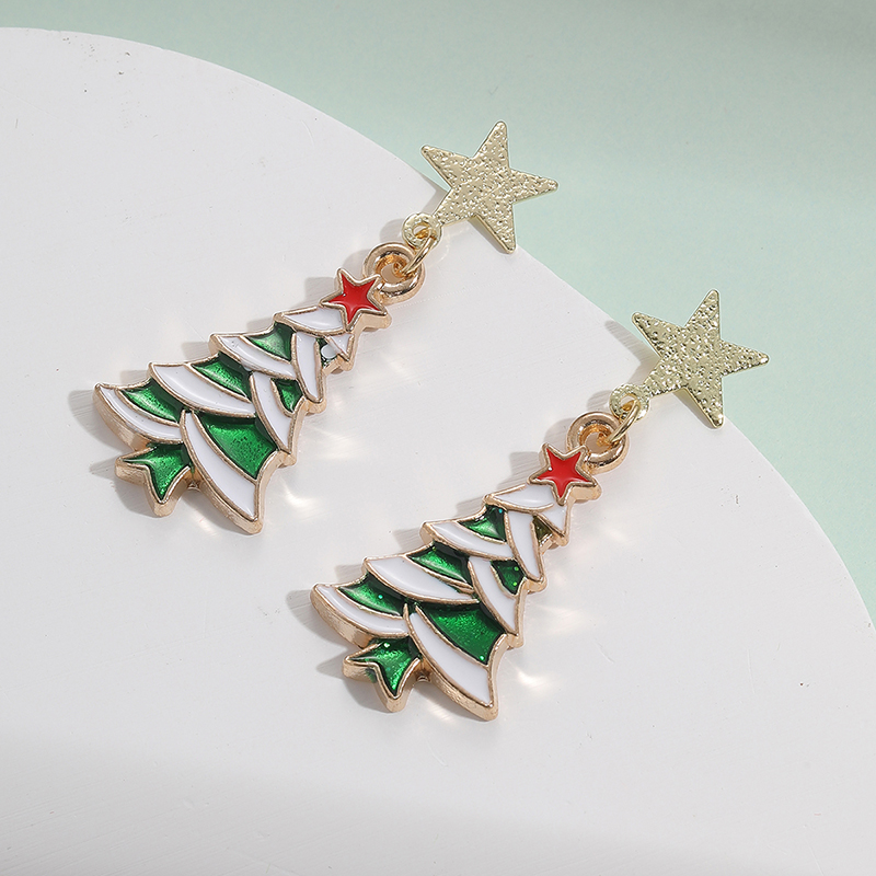 1 Pair Cute Christmas Socks Bell Snowman Inlay Alloy Rhinestones Drop Earrings display picture 9