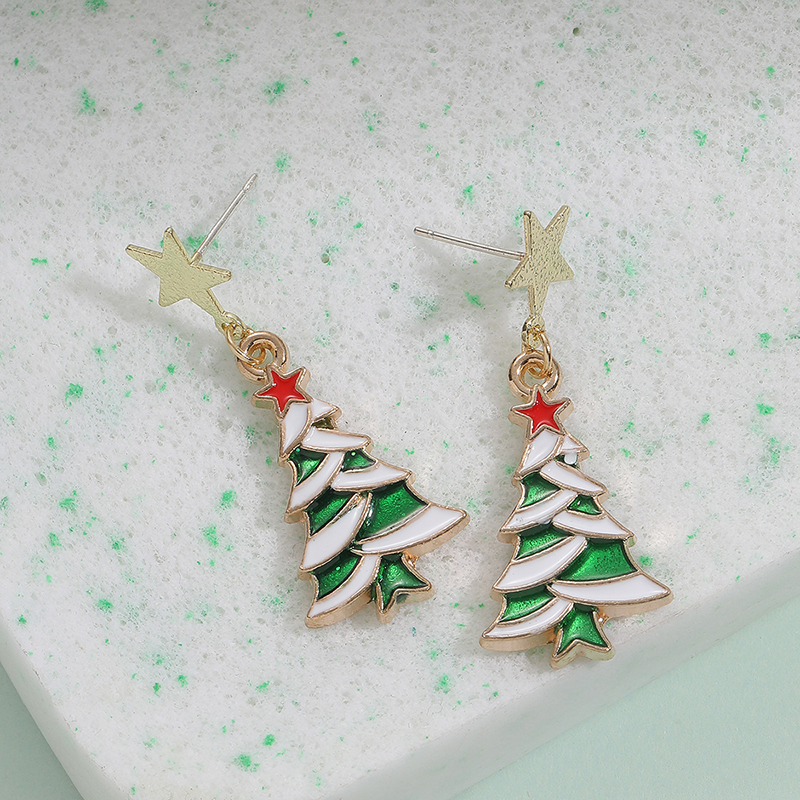 1 Pair Cute Christmas Socks Bell Snowman Inlay Alloy Rhinestones Drop Earrings display picture 10