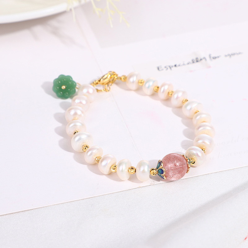 Simple Style Four Leaf Clover Bee Imitation Pearl Alloy Beaded Rhinestones Bracelets 1 Piece display picture 2