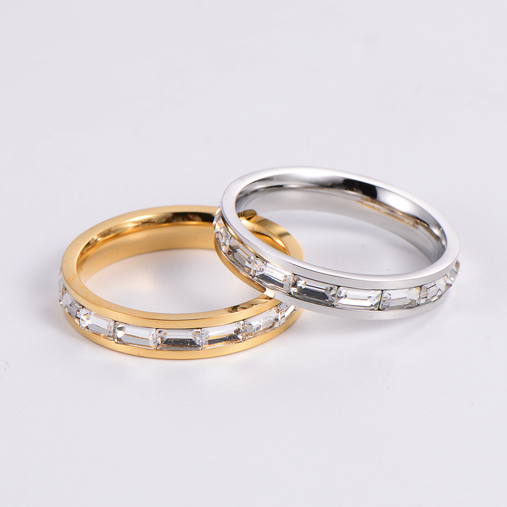 Elegant Glittery Stainless Steel Polishing Zircon Rings 1 Piece display picture 4