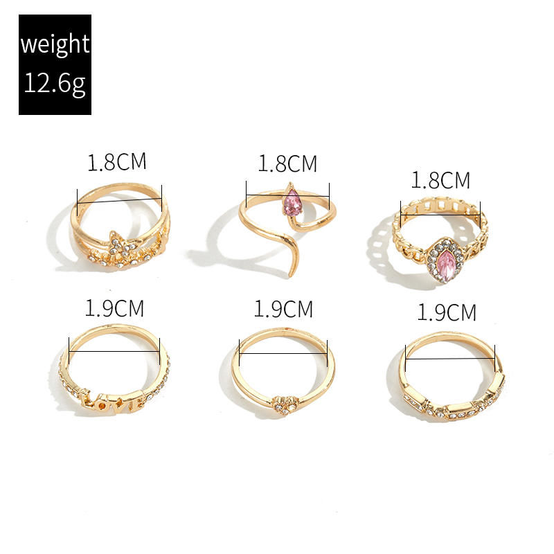 Fashion Letter Alloy Rhinestones Women's Rings 1 Set display picture 3