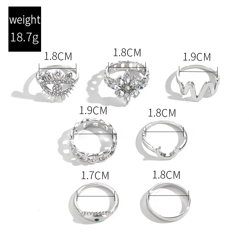 Fashion Devil's Eye Alloy Silver Plated Women's Rings 1 Set display picture 2