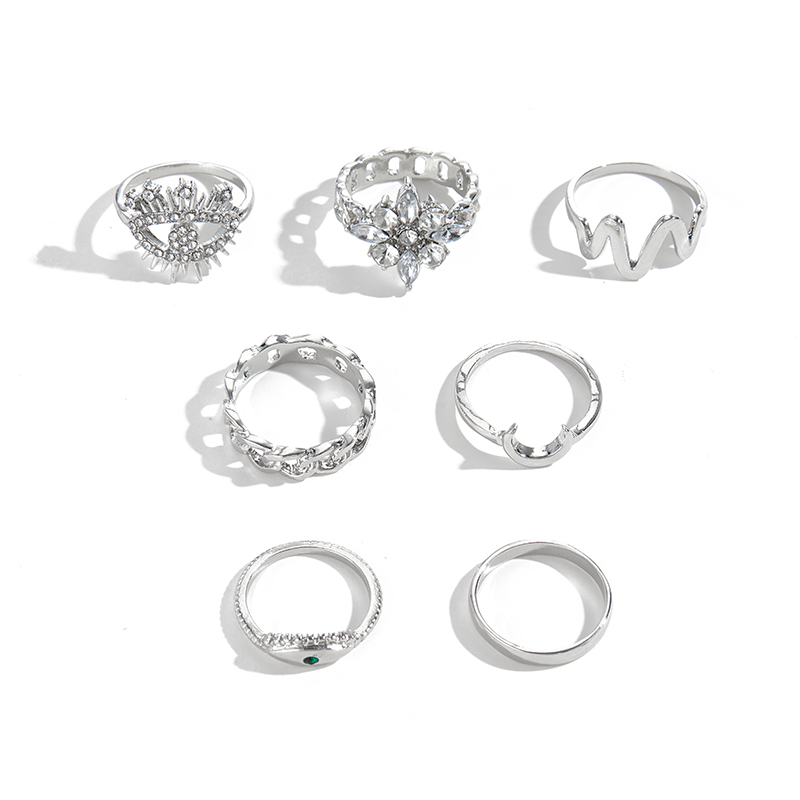 Fashion Devil's Eye Alloy Silver Plated Women's Rings 1 Set display picture 6