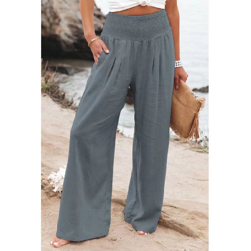 Women's Daily Street Casual Simple Style Solid Color Full Length Pocket Casual Pants Wide Leg Pants display picture 18