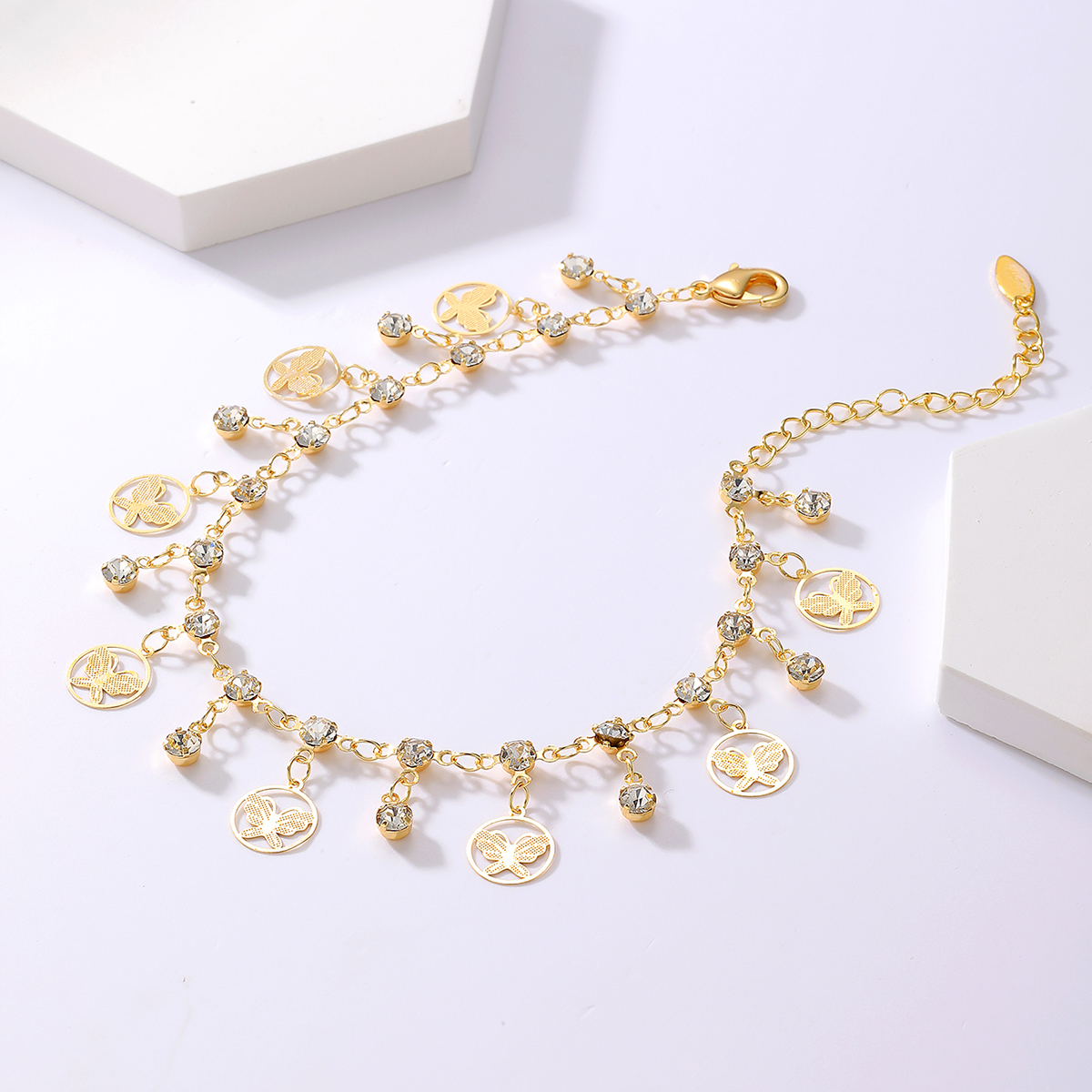 Simple Style Butterfly Zircon Iron Copper Wholesale Anklet display picture 3