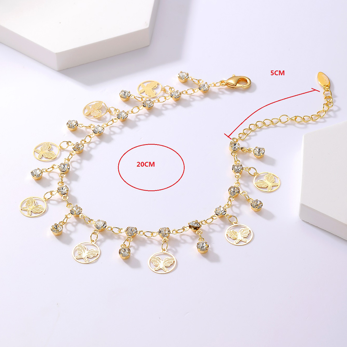 Simple Style Butterfly Zircon Iron Copper Wholesale Anklet display picture 5