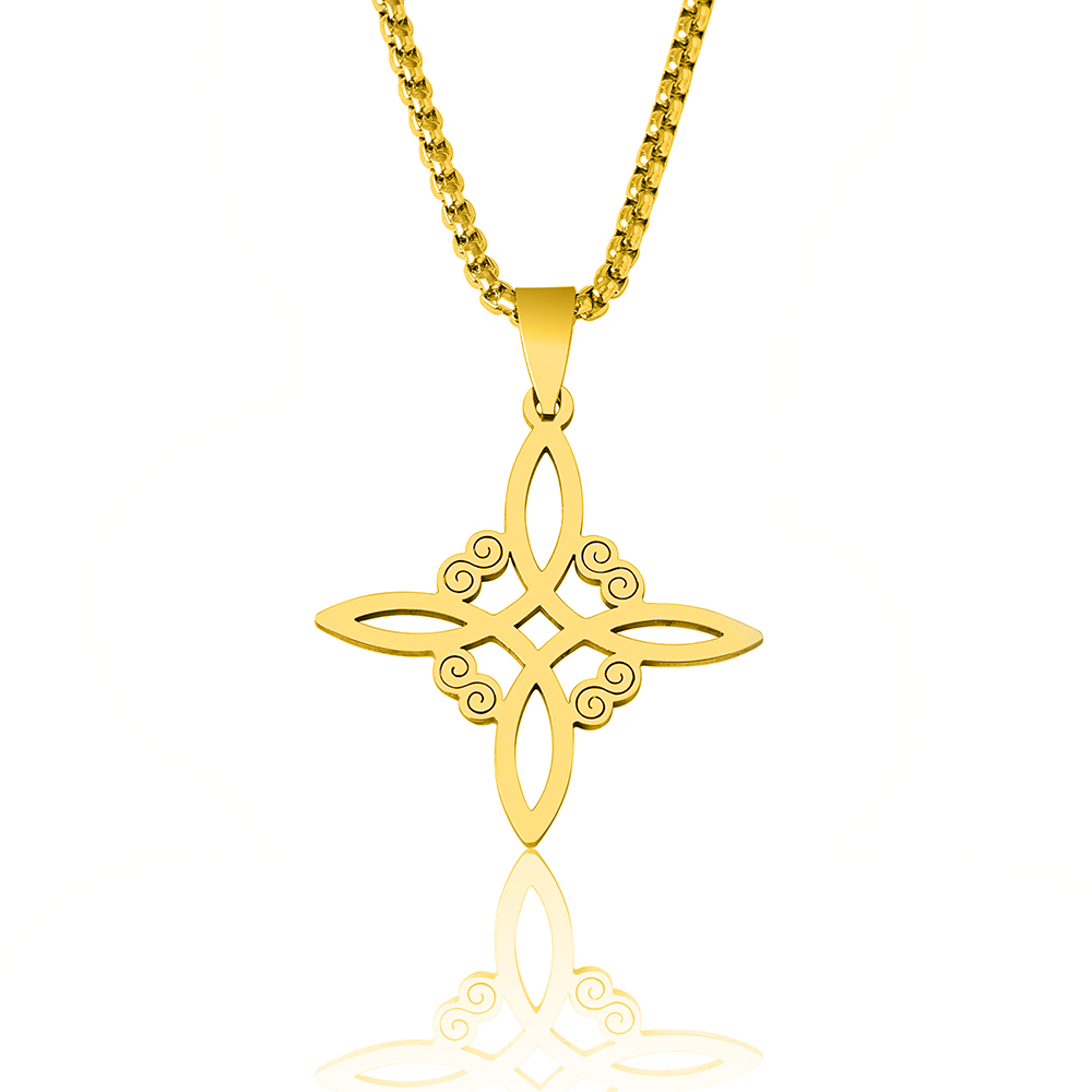 Simple Style Cross Witches Knot Alloy Hollow Out Unisex Pendant Necklace display picture 4