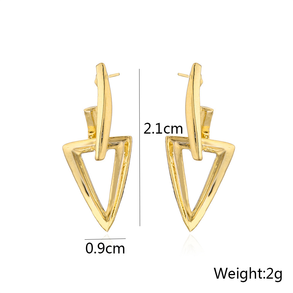 Fashion Triangle Copper Gold Plated Drop Earrings 1 Pair display picture 4