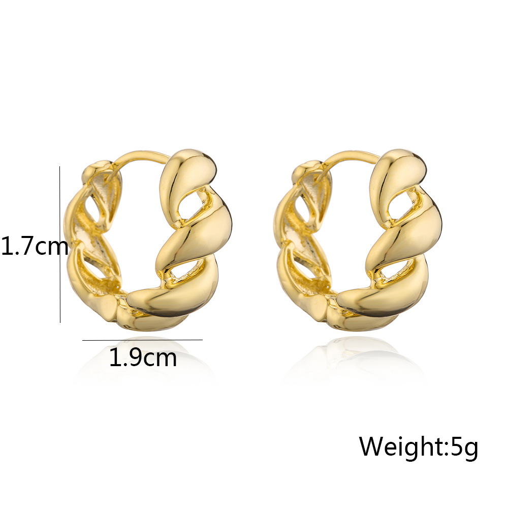 Fashion Geometric Copper Gold Plated Hoop Earrings 1 Pair display picture 4