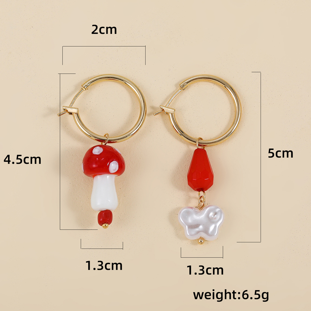 Mode Champignon Alliage Asymétrique Femmes Boucles D'oreilles Pendantes 2 Pièces display picture 2