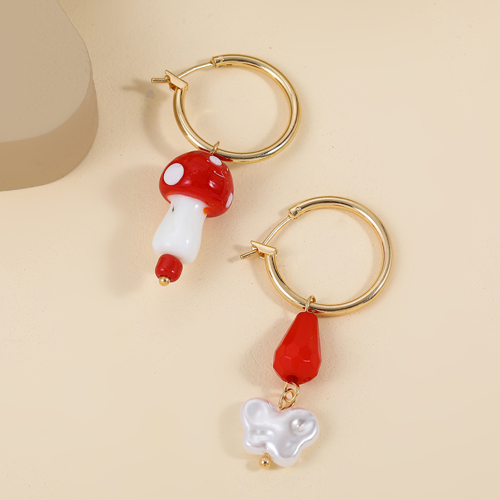 Fashion Mushroom Alloy Asymmetrical Women's Dangling Earrings 2 Pieces display picture 4