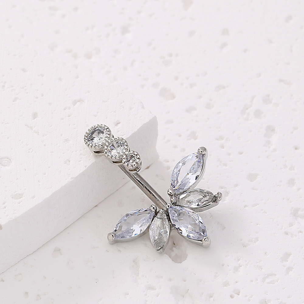 Nordic Style Water Droplets Spider Stainless Steel Inlay Zircon Belly Ring 1 Piece display picture 7