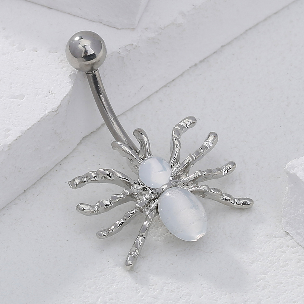 Nordic Style Water Droplets Spider Stainless Steel Inlay Zircon Belly Ring 1 Piece display picture 19