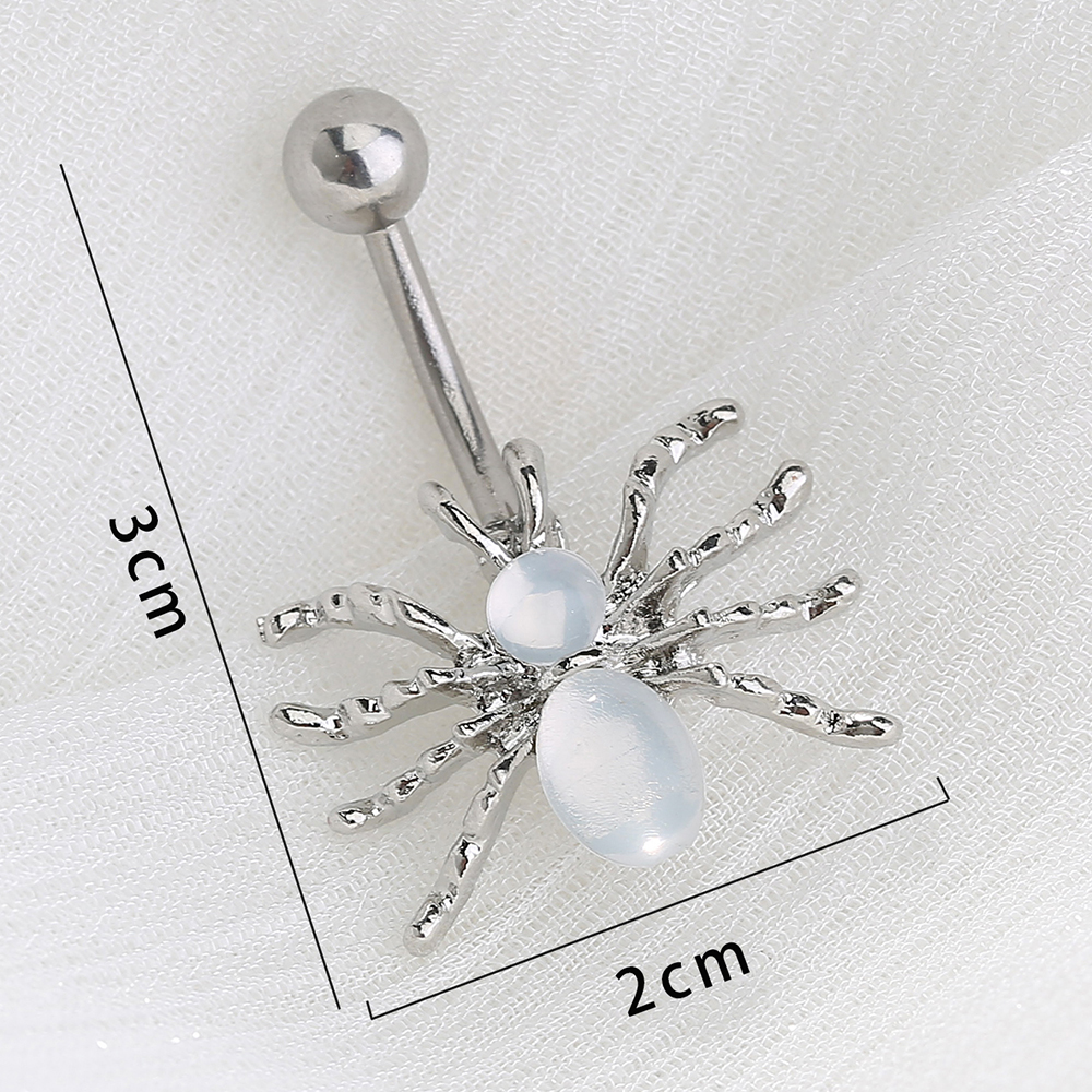 Nordic Style Water Droplets Spider Stainless Steel Inlay Zircon Belly Ring 1 Piece display picture 20