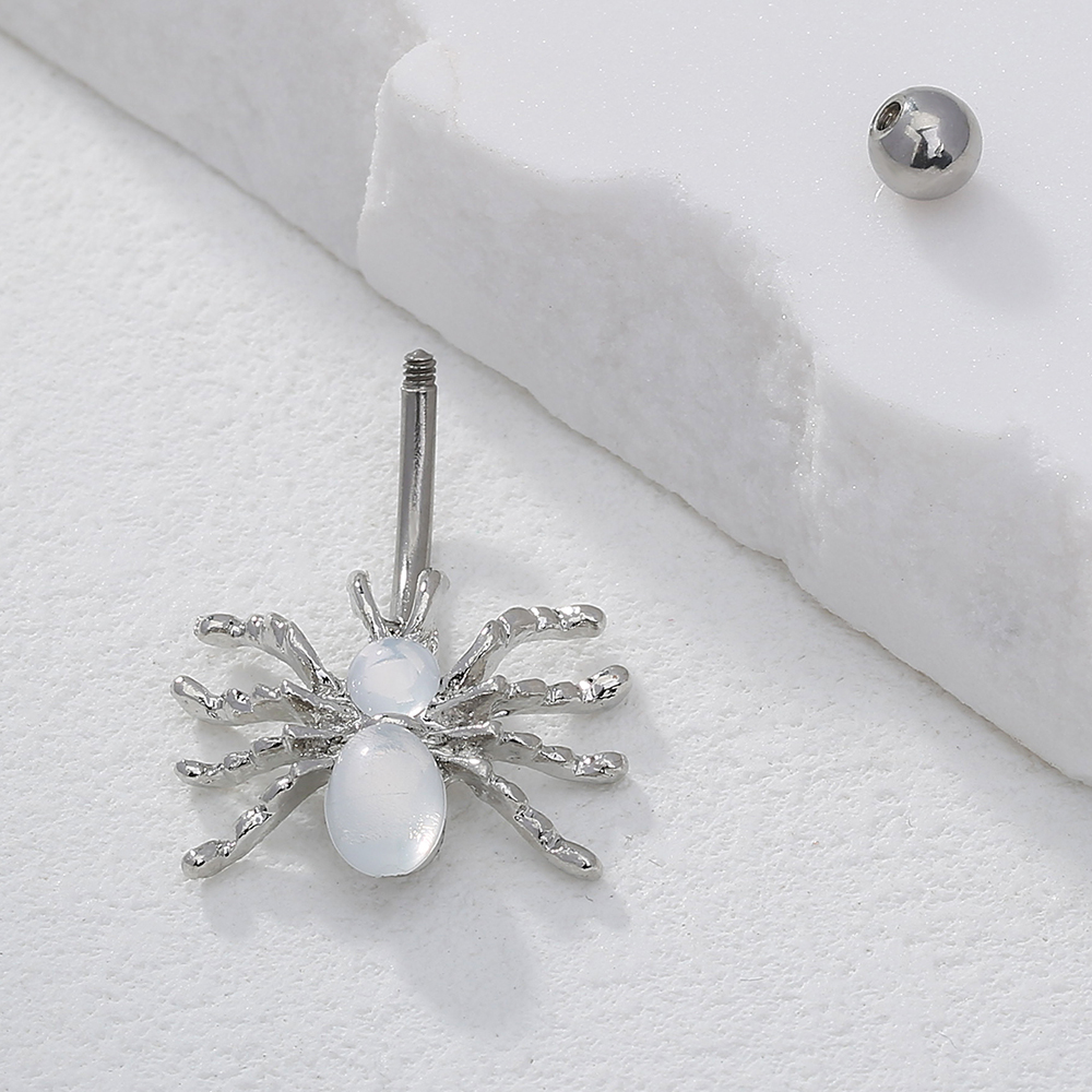 Nordic Style Water Droplets Spider Stainless Steel Inlay Zircon Belly Ring 1 Piece display picture 21