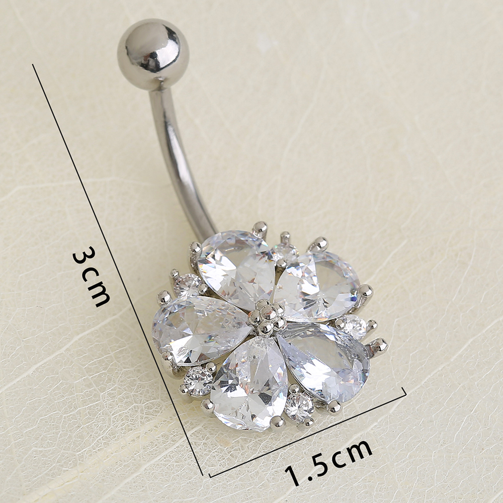 Nordic Style Water Droplets Spider Stainless Steel Inlay Zircon Belly Ring 1 Piece display picture 24