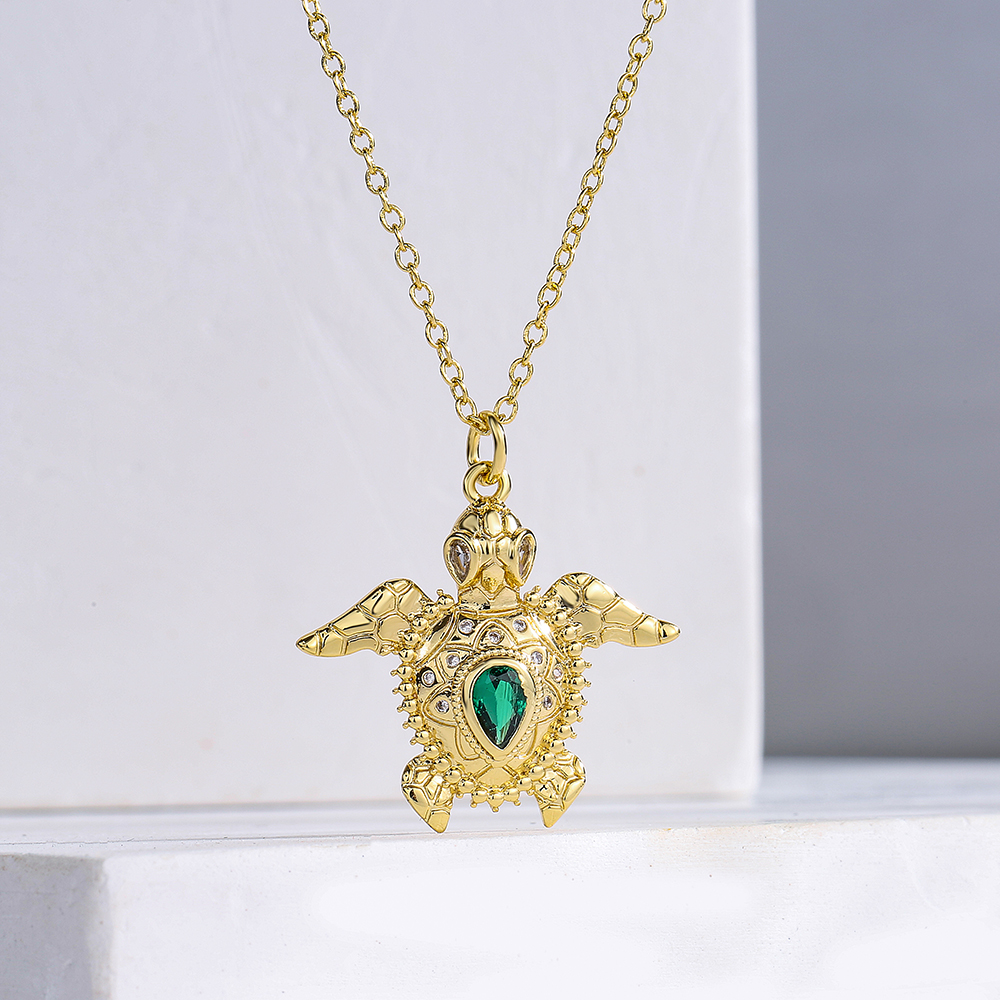 Fashion Tortoise Rabbit Bird Copper Gold Plated Zircon Pendant Necklace 1 Piece display picture 1