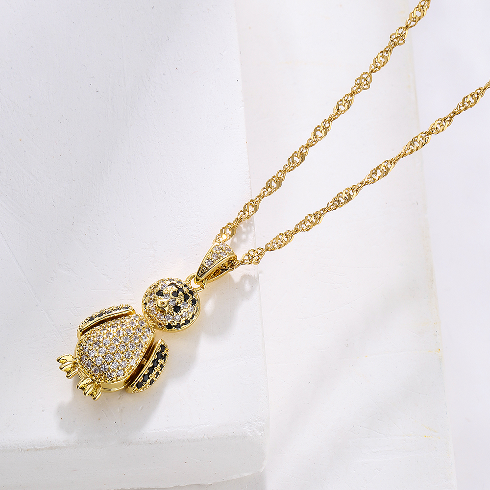Fashion Tortoise Rabbit Bird Copper Gold Plated Zircon Pendant Necklace 1 Piece display picture 3
