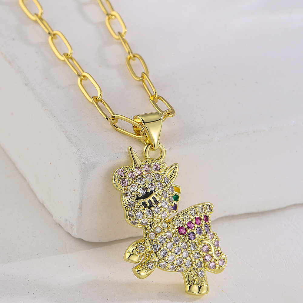 Fashion Tortoise Rabbit Bird Copper Gold Plated Zircon Pendant Necklace 1 Piece display picture 4