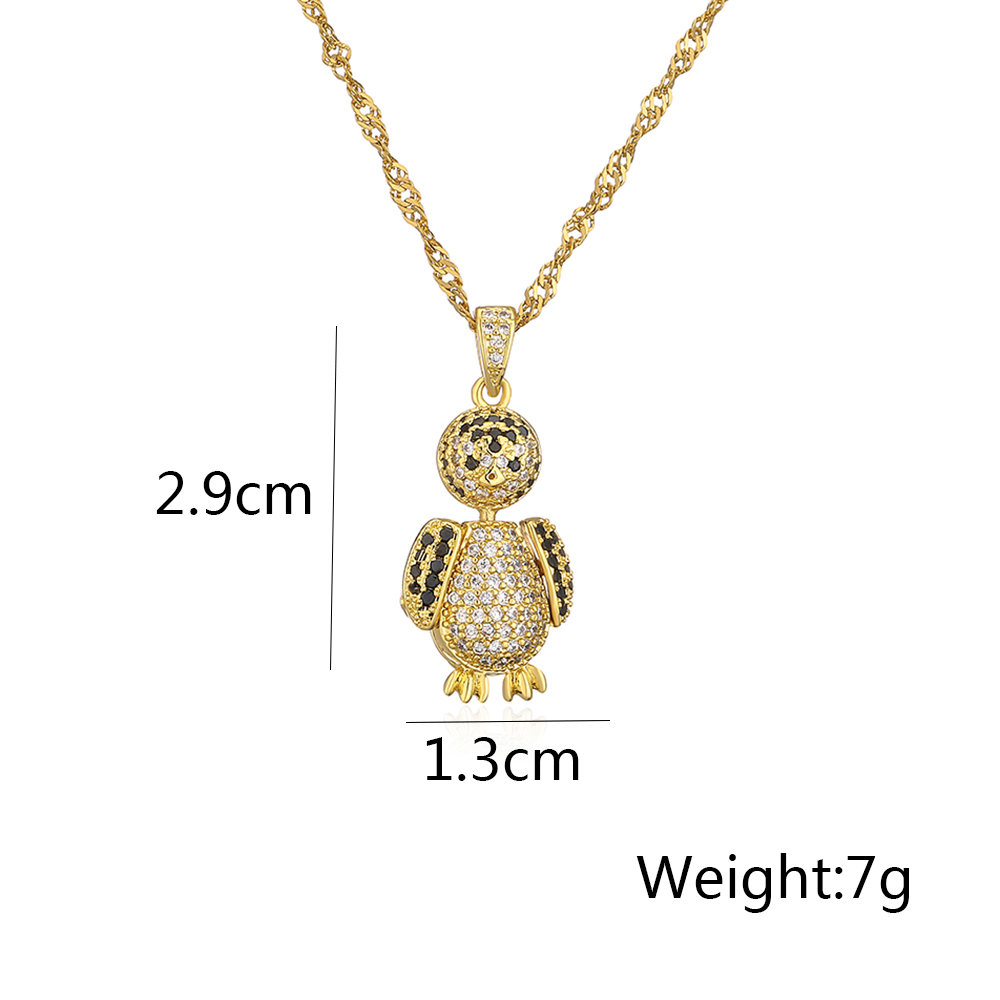 Fashion Tortoise Rabbit Bird Copper Gold Plated Zircon Pendant Necklace 1 Piece display picture 6