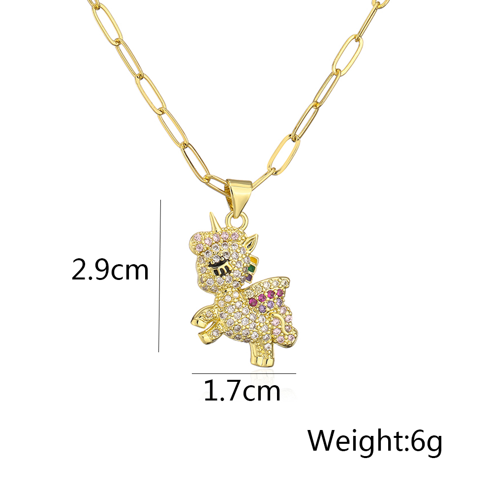 Fashion Tortoise Rabbit Bird Copper Gold Plated Zircon Pendant Necklace 1 Piece display picture 8