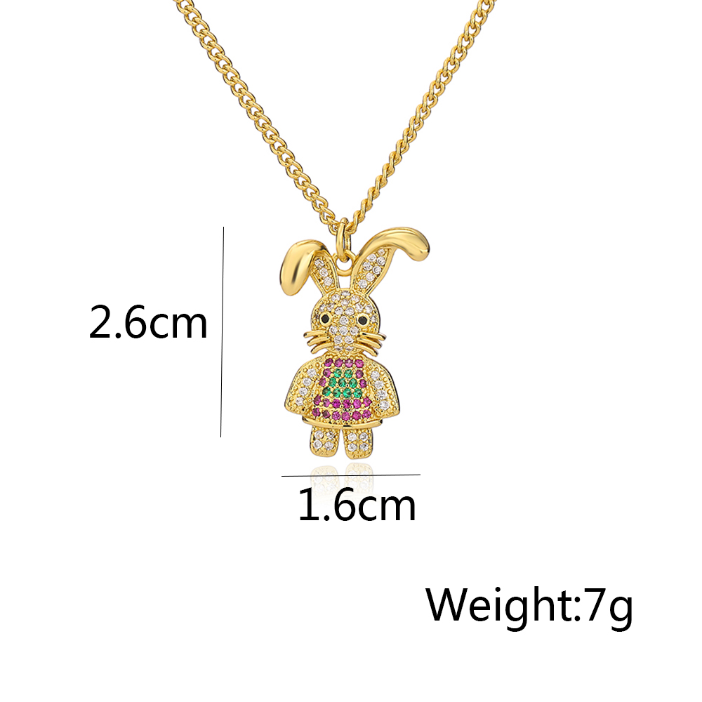 Mode Schildkröte Kaninchen Vogel Kupfer Vergoldet Zirkon Halskette Mit Anhänger 1 Stück display picture 7
