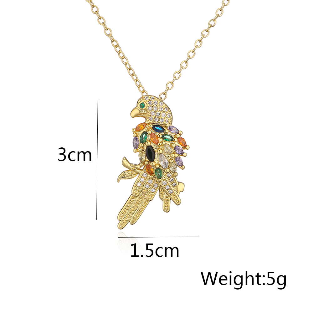 Mode Schildkröte Kaninchen Vogel Kupfer Vergoldet Zirkon Halskette Mit Anhänger 1 Stück display picture 9
