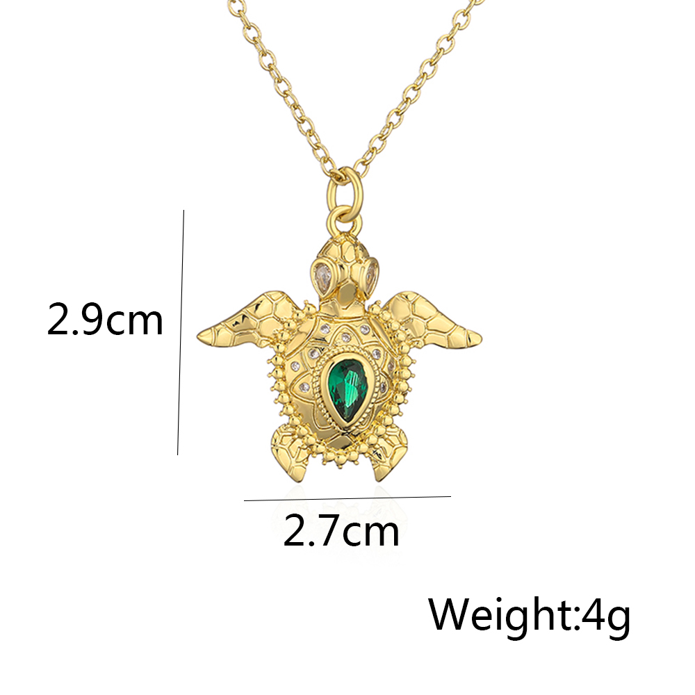 Fashion Tortoise Rabbit Bird Copper Gold Plated Zircon Pendant Necklace 1 Piece display picture 10