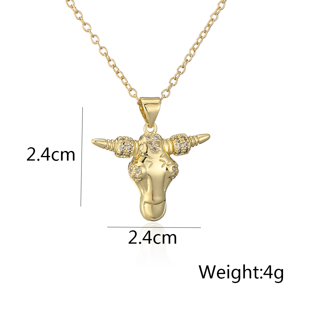 Mode Tier Das Vieh Kupfer Vergoldet Zirkon Halskette Mit Anhänger display picture 4