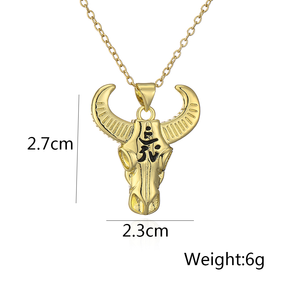 Mode Tier Das Vieh Kupfer Vergoldet Zirkon Halskette Mit Anhänger display picture 5