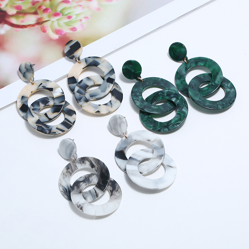 Fashion Circle Acetic Acid Sheets Patchwork Women's Drop Earrings 1 Pair display picture 1