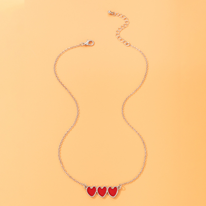 Simple Style Heart Shape Alloy Enamel Women's Necklace 1 Piece display picture 4