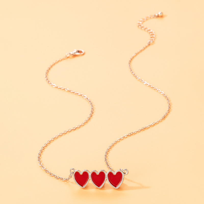 Simple Style Heart Shape Alloy Enamel Women's Necklace 1 Piece display picture 2