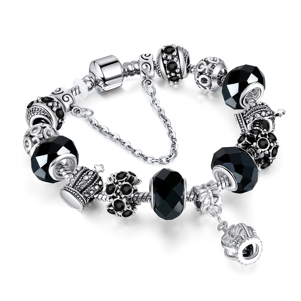 Fashion Round Crown Alloy Patchwork Artificial Crystal Unisex Bracelets 1 Piece display picture 2