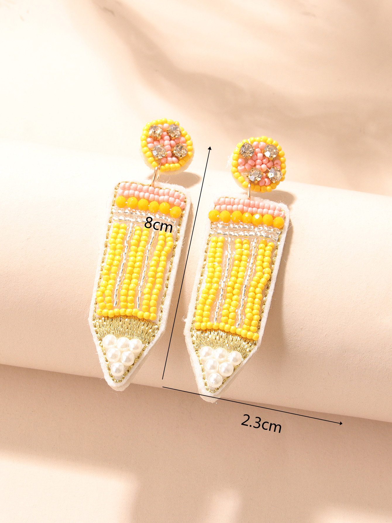 Sweet Pencil Beaded Imitation Pearl Glass Women's Drop Earrings 1 Pair display picture 1