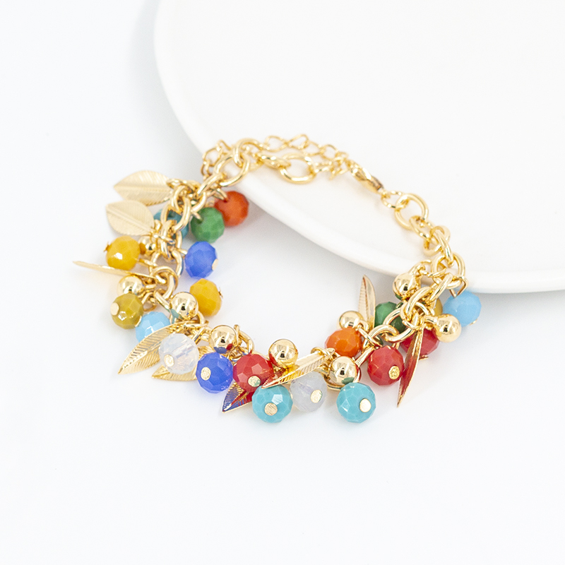 Fashion Color Block Leaves Heart Shape Artificial Crystal Alloy Gem Unisex Bracelets 1 Piece display picture 4
