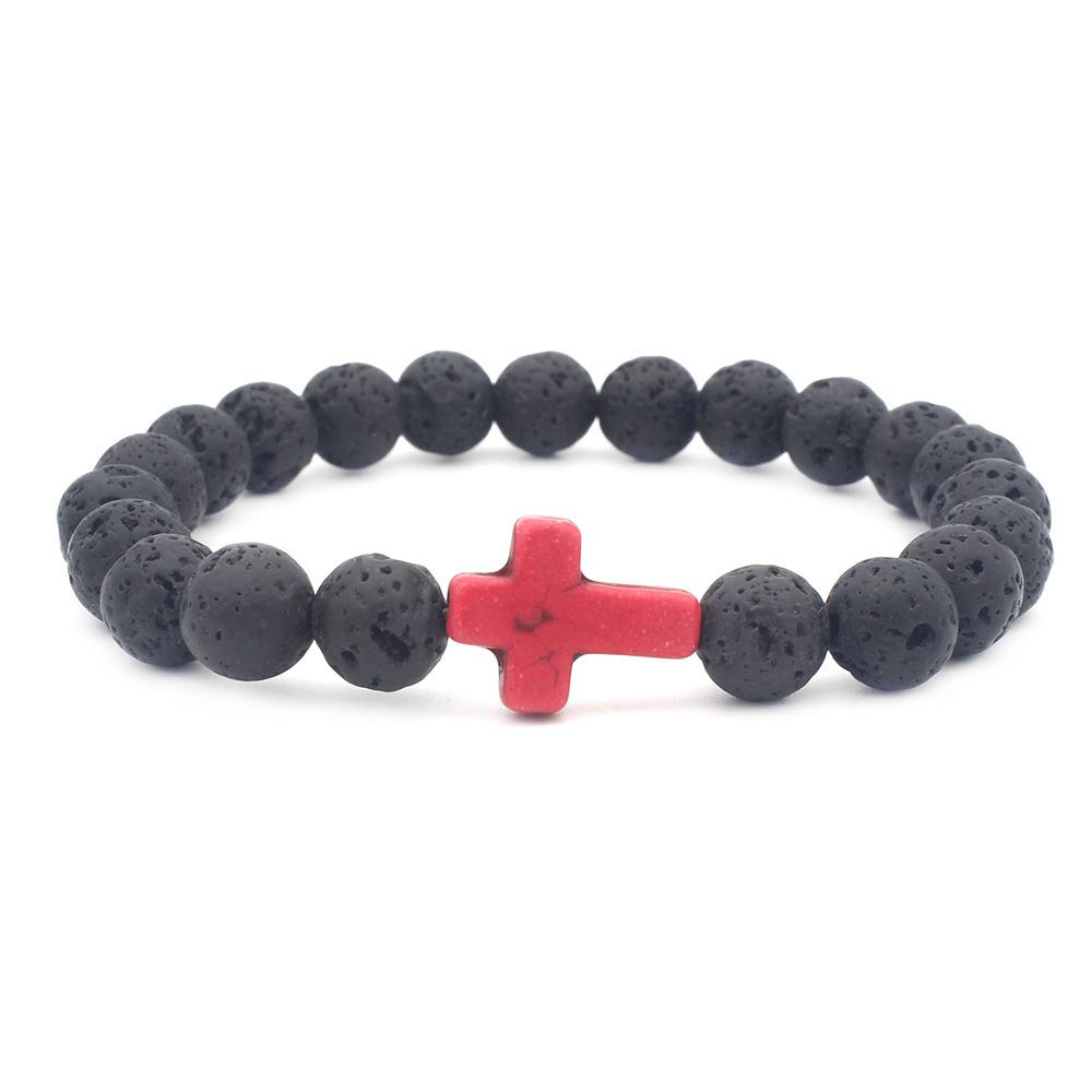 Retro Cross Volcanic Rock Men's Bracelets 1 Piece display picture 5