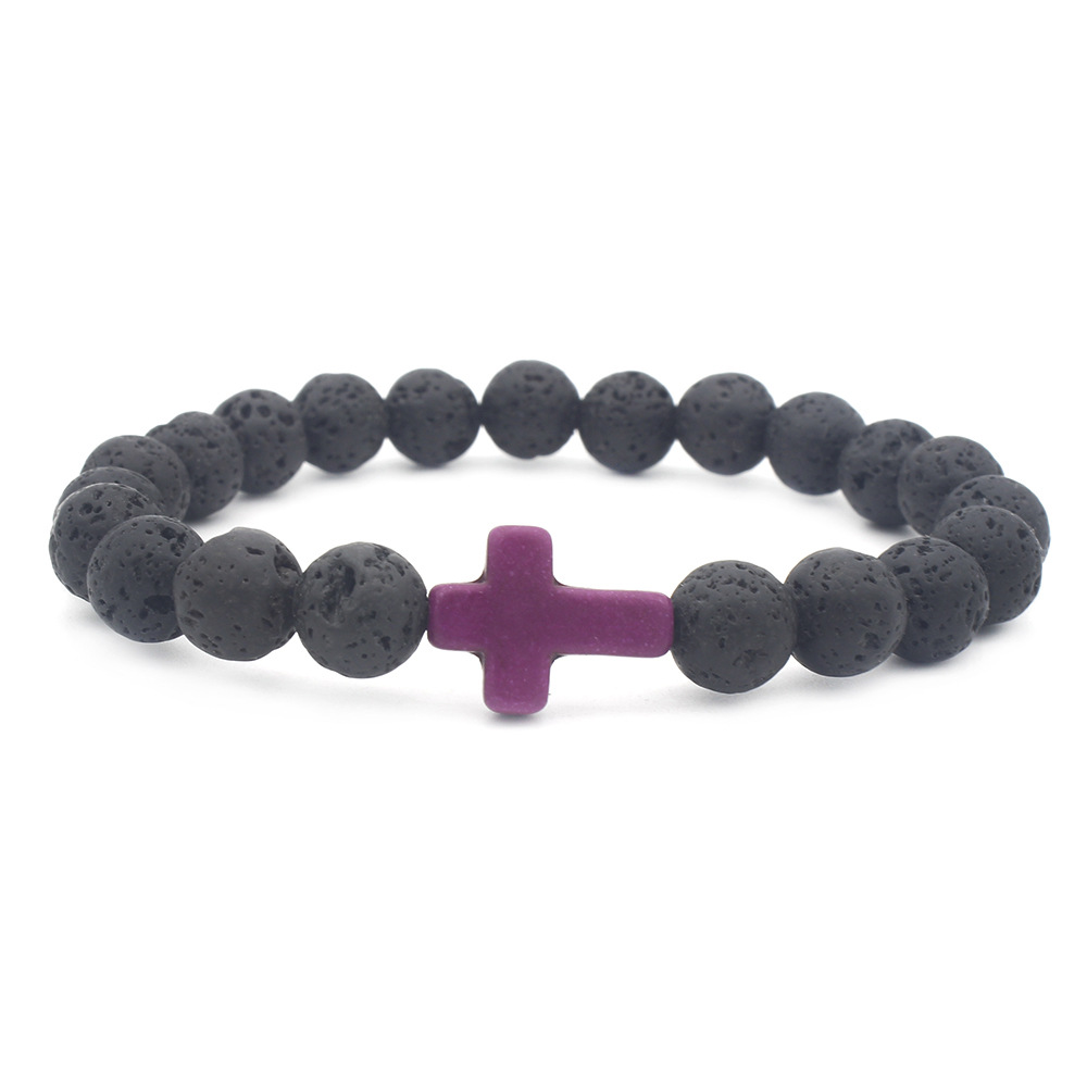 Retro Cross Volcanic Rock Men's Bracelets 1 Piece display picture 7