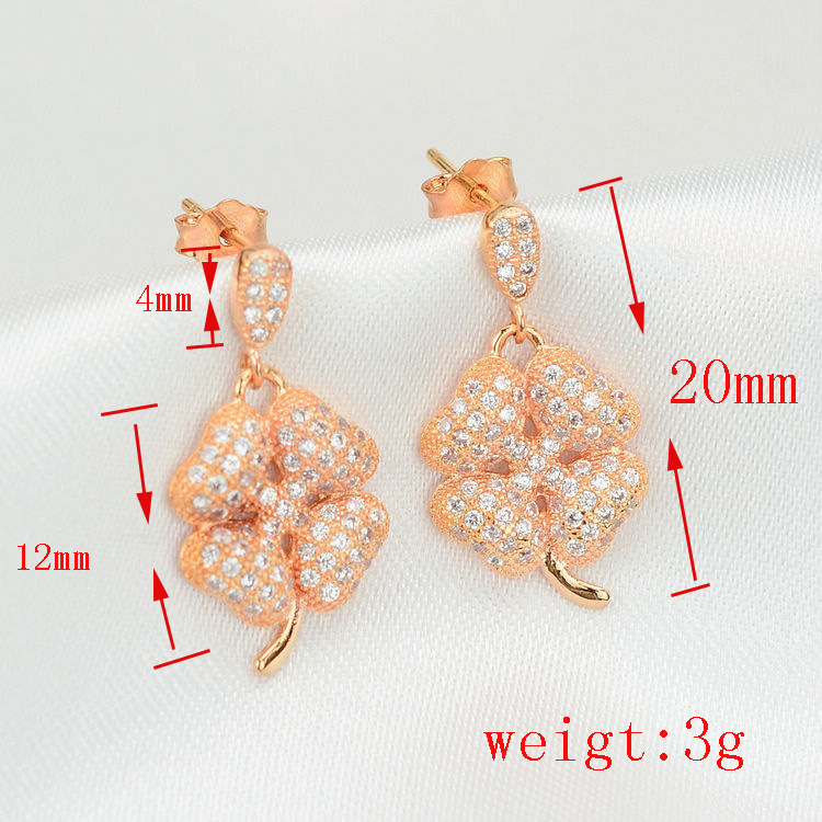 Fashion Four Leaf Clover Titanium Steel Plating Zircon Drop Earrings 1 Pair display picture 7